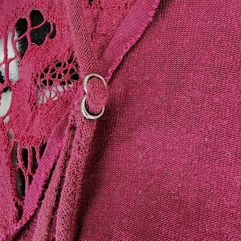 Free People Adella Crochet Lace Bralette Crop Top Burgundy NWOT Size Large - Picture 7 of 8
